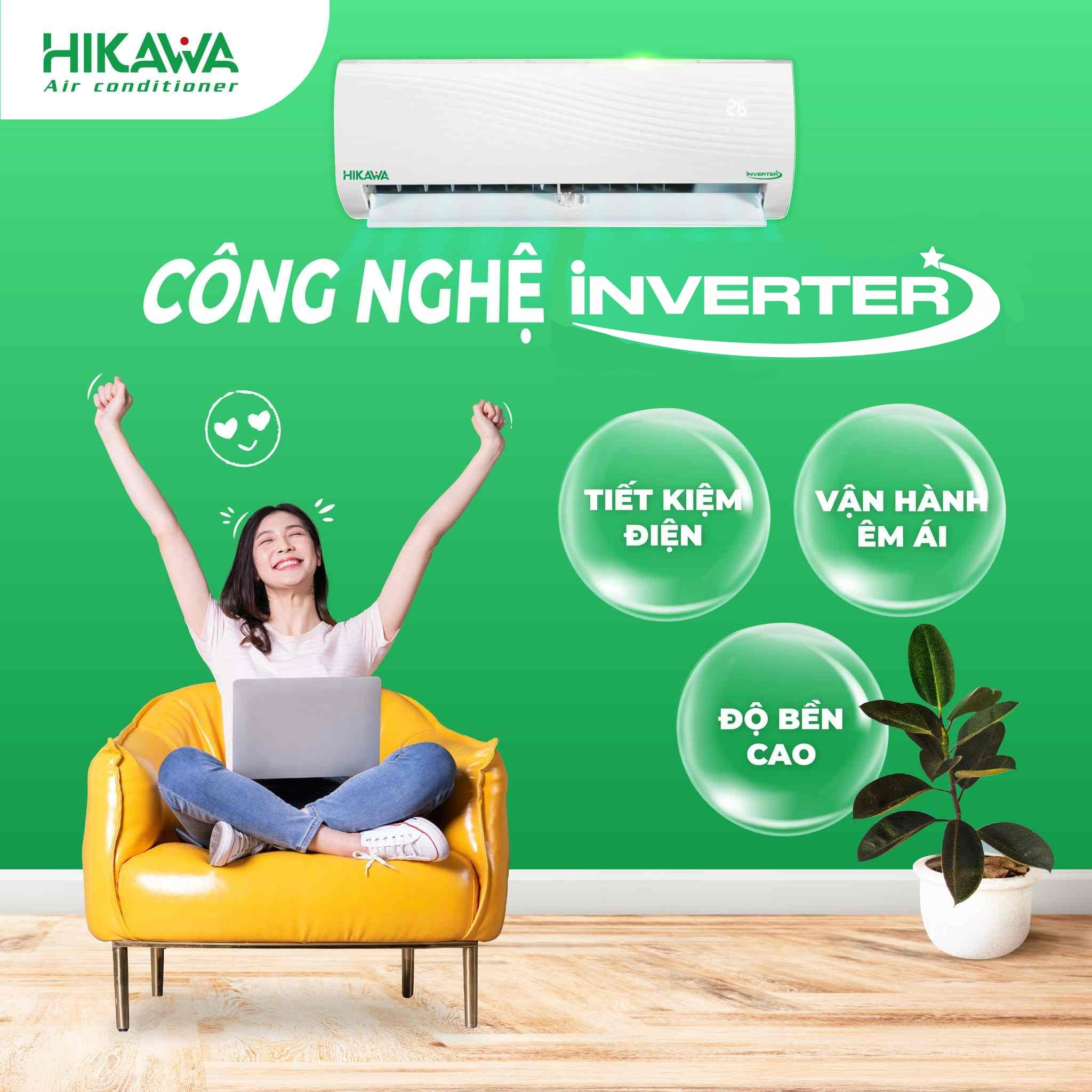 Máy điều hòa HIKAWA Inverter cho phòng khách: Máy điều hòa HIKAWA Inverter là sự lựa chọn tối ưu cho phòng khách của bạn. Không chỉ mang lại không gian mát mẻ, máy điều hòa HIKAWA Inverter còn giúp tiết kiệm điện năng trong quá trình sử dụng. Hãy xem hình ảnh để tìm hiểu thêm về đặc điểm của máy điều hòa này và quyết định cho gia đình của bạn!
