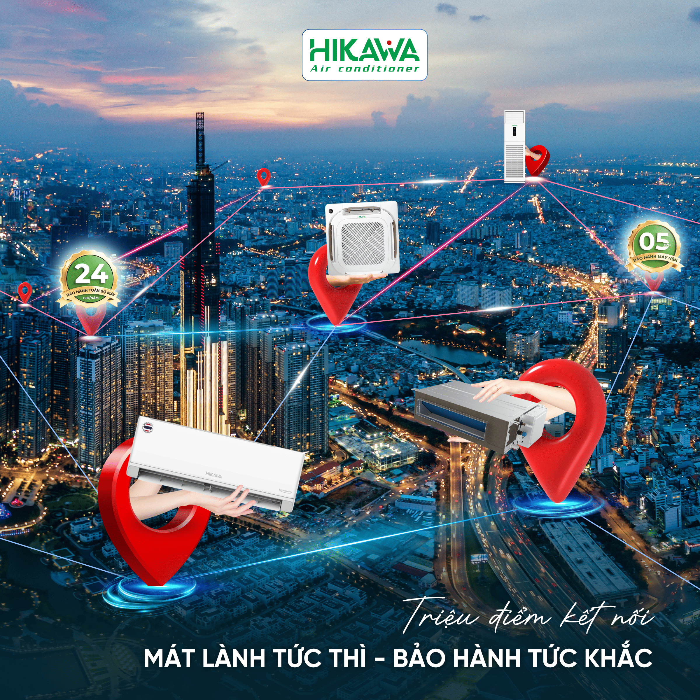 hikawa có mặt trên khắp cả nước