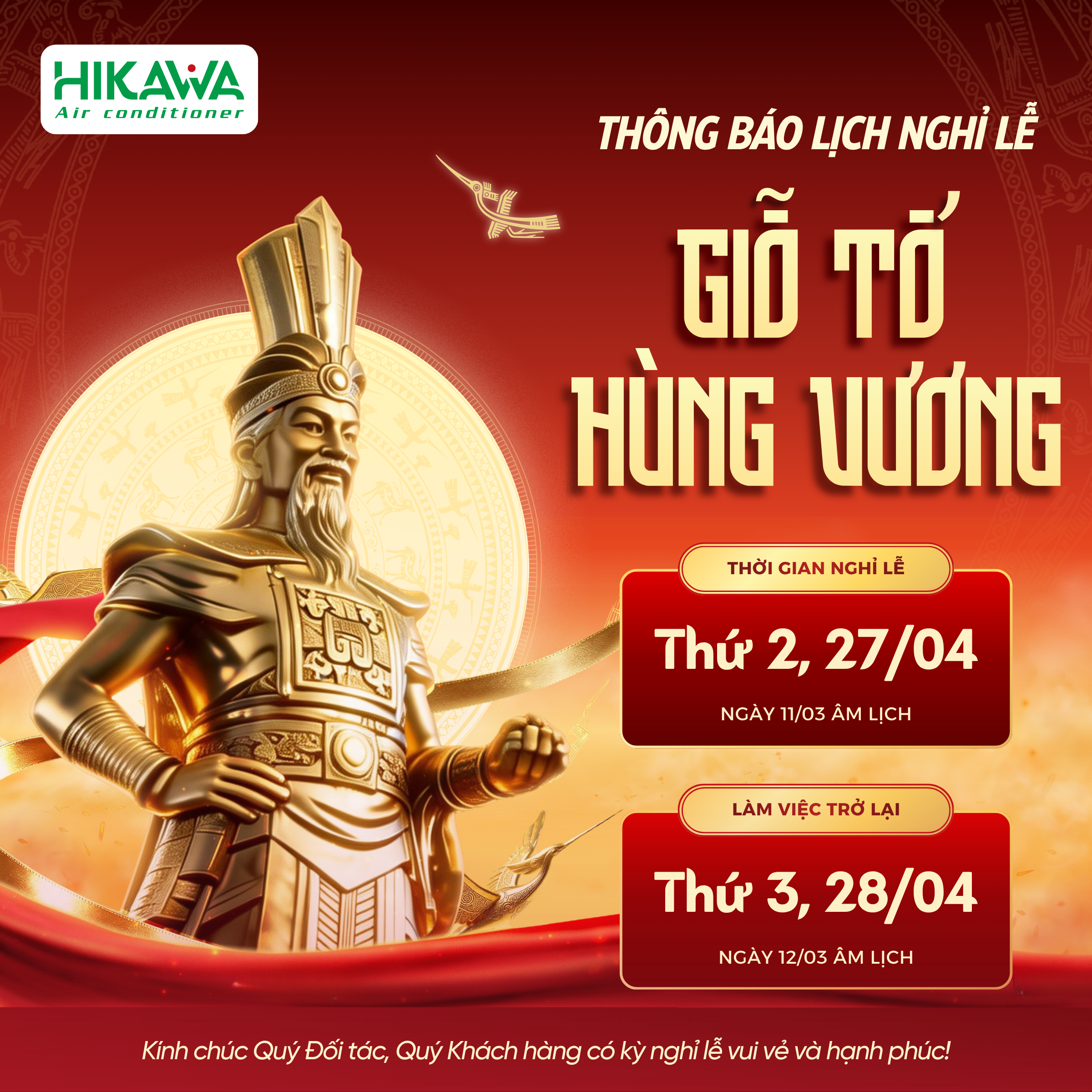 Lịch nghỉ Lễ Giỗ Tổ Hùng Vương