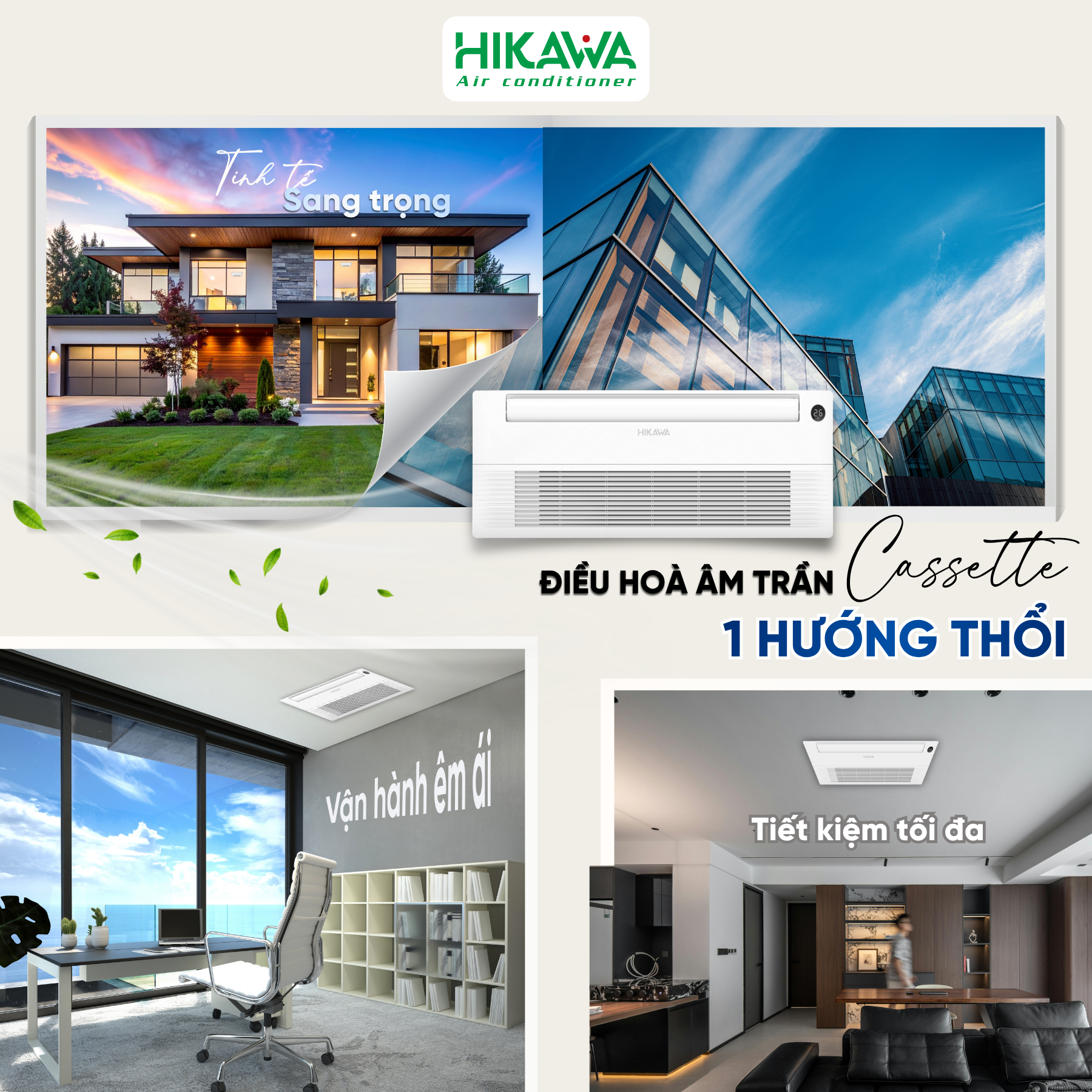 âm trần cassette 1 hướng thổi