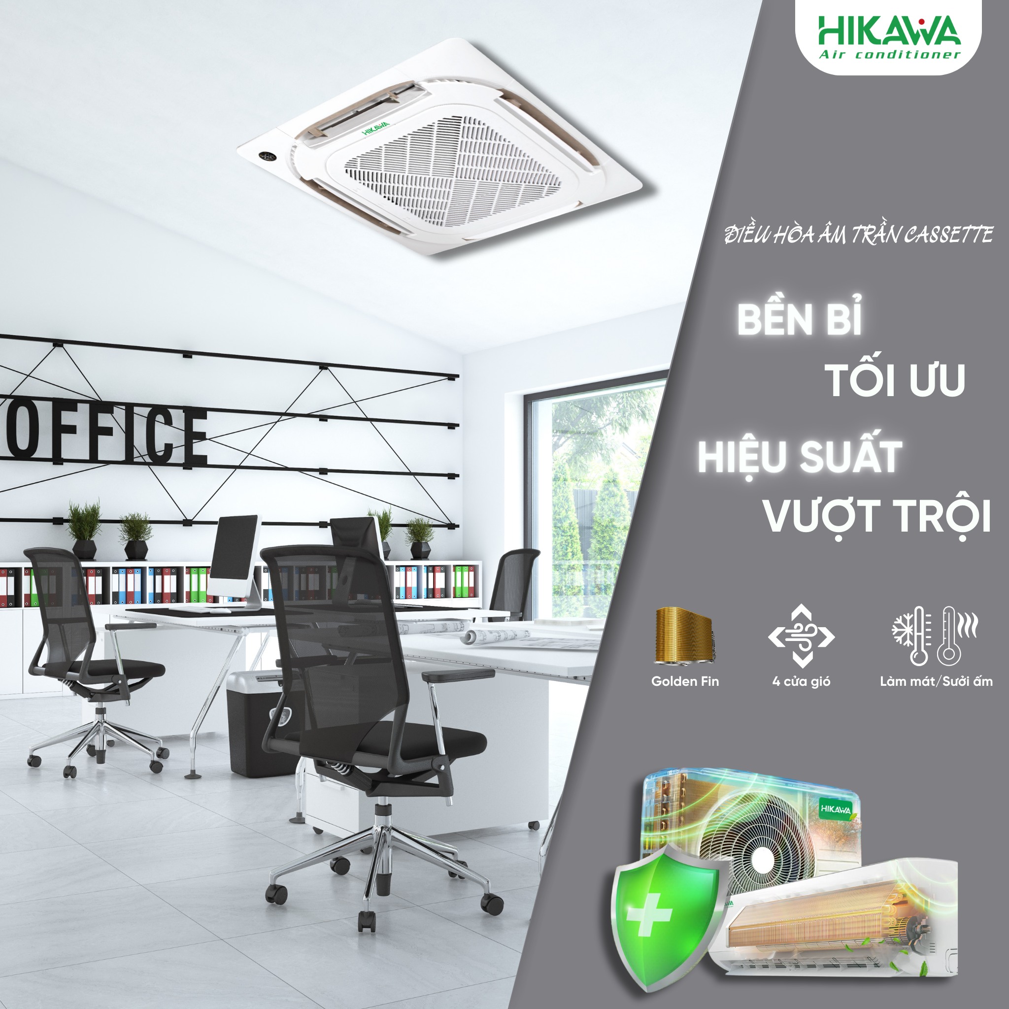 hiệu suất điều hòa âm trần cassette