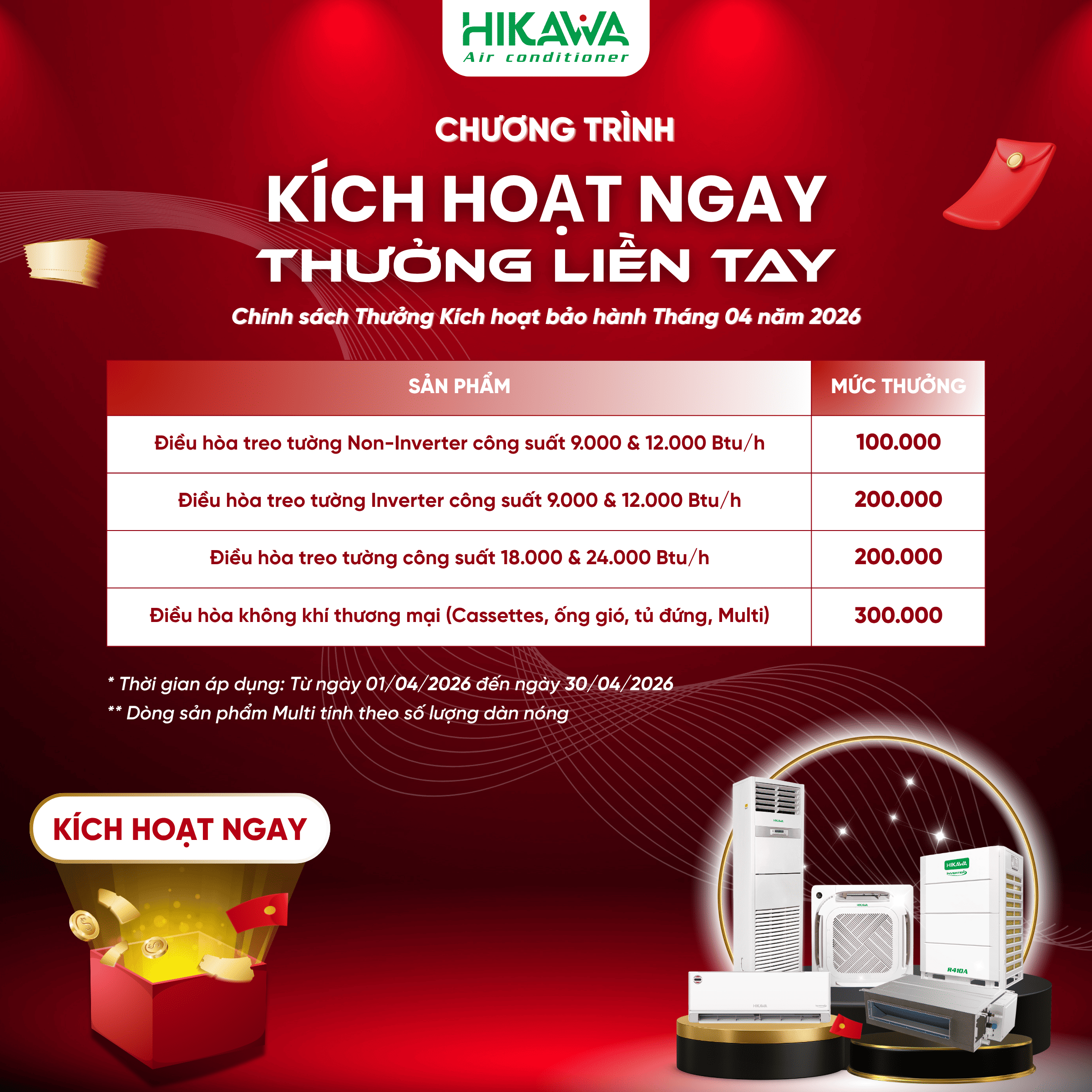 thưởng kích hoạt bảo hành tháng 04 năm 2026